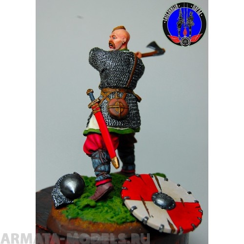 ОП.60.001 Фигура из белого металла  Киевский князь Святослав 10 век  Студия Оловянный Парад