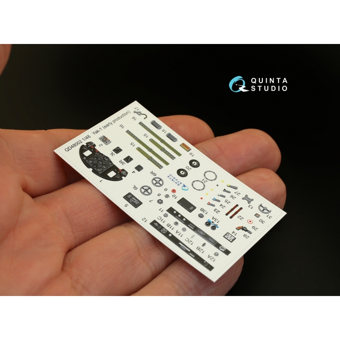 QD48002 3D Декаль интерьера кабины Як-1 (ранние серии) (для любых моделей) (перевыпуск QD48002-Pro)