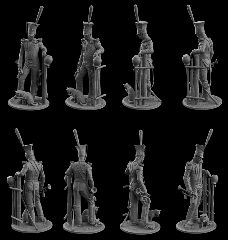 CHM-75076. Штаб-трубач армейских уланских полков, Россия 1812-14 гг. 75 мм. Материал - смола. Chronos Miniatures