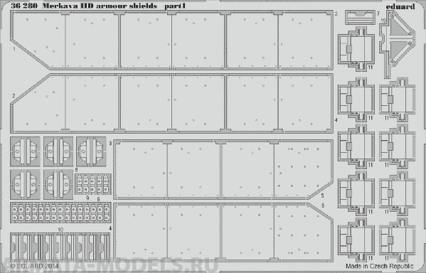 36280ED Merkava IID armour shields (for Academy kit) 1/35