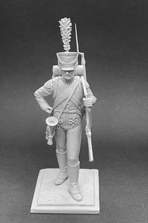 CHM-54284(M). Корнет роты Рейсс 2-го батальона 6-го пехотного полка Конфедерации Рейна, 1809-12 гг.  54 мм. Материал - белый металл. Chronos Miniatures