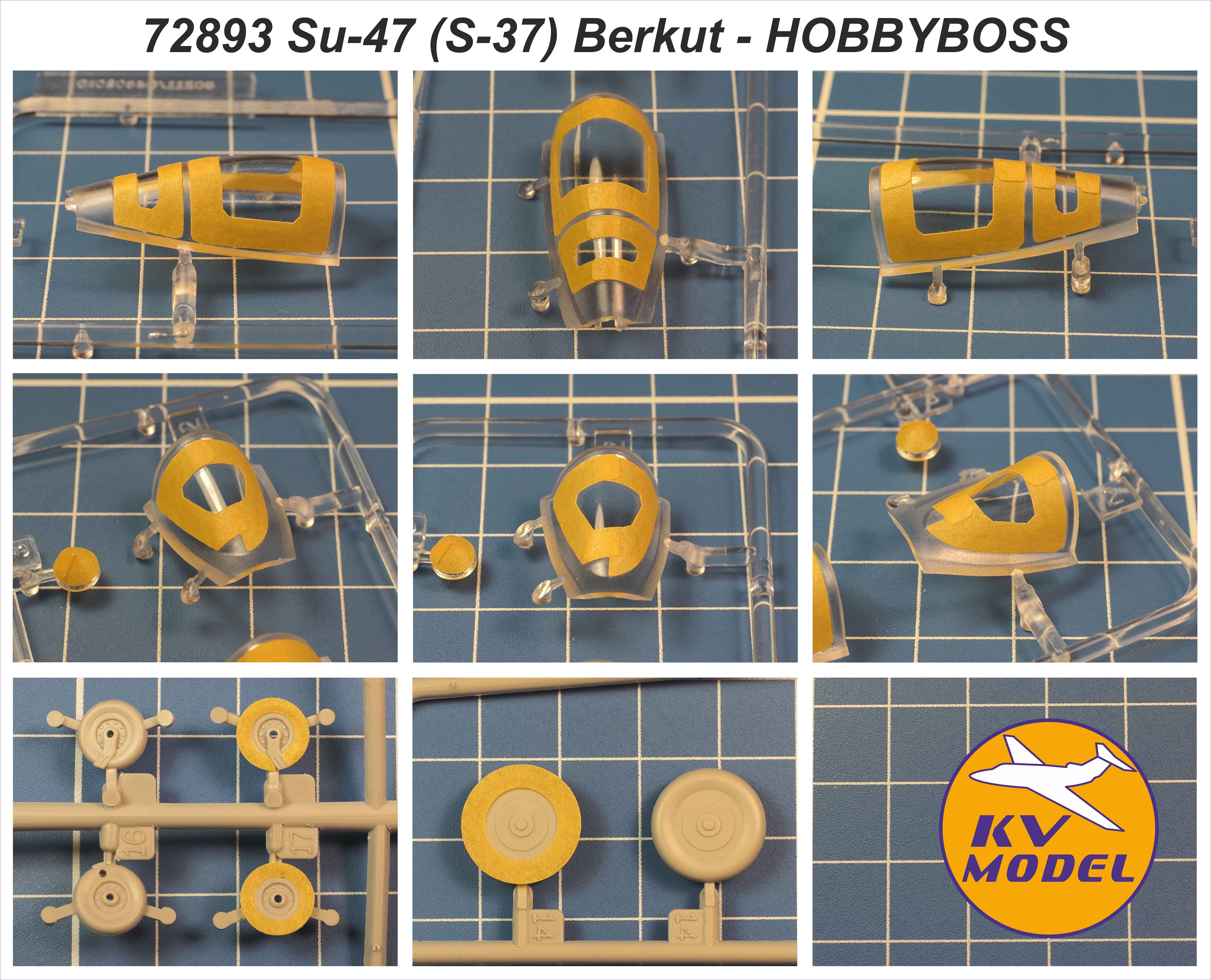 72893KV Окрасочная маска Су-47 (S-37) "Беркут" (HOBBYBOSS #80211 / MODELIST #207281) + маски на диски и колеса