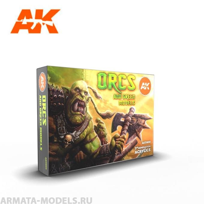 AK11600 Набор акриловых красок ORCS AND GREEN CREATURES SET