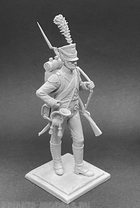 CHM-54284(M). Корнет роты Рейсс 2-го батальона 6-го пехотного полка Конфедерации Рейна, 1809-12 гг.  54 мм. Материал - белый металл. Chronos Miniatures