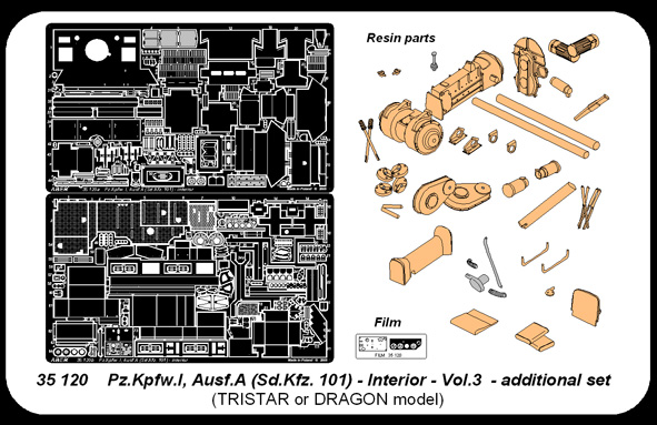 ABR-35 120  Дополнения для   Pz.Kpfw. I Ausf A. Interior – Vol 3 additional set для Tristar 1/35