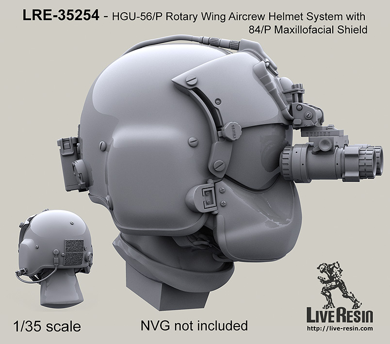 LRE35254 Шлем пилота HGU-56/P Rotary Wing Aircrew с защитой 84/P Maxillofacial. Два варианта положения головы