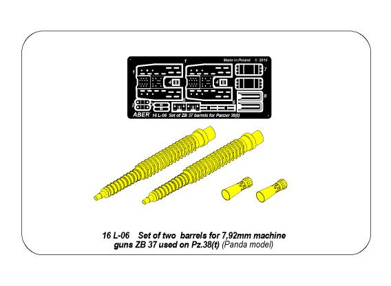 ABR-16-L-06  Дополнения для  Set of two barrels ZB 37 for Panzer 38(t) для Panda / универсальный набор 1/16