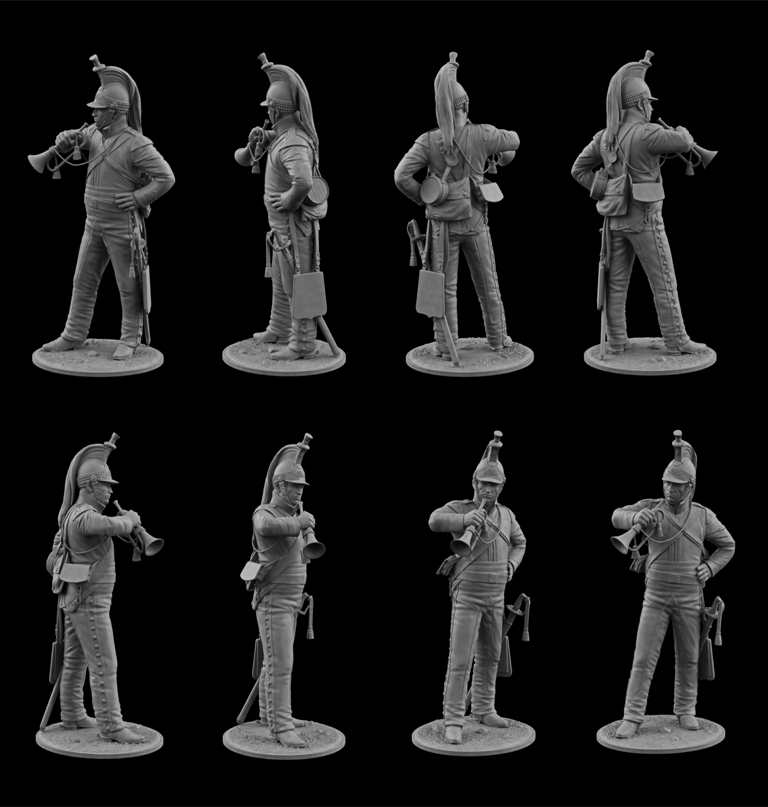 CHM-54340(M). Трубач драгунских полков, Британия 1812-15 гг. 54 мм. Материал - белый металл. Chronos Miniatures