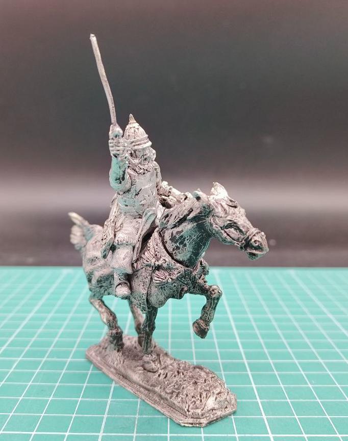 4182ТБ ВИМ, конный воевода в доспехе с саблей, 54 мм, олово Три Богатыря