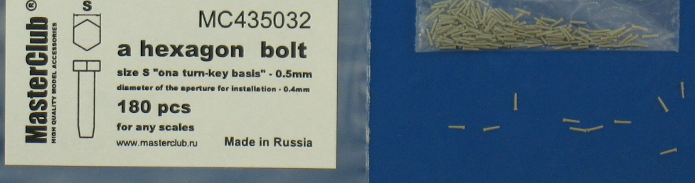 MC435032  головка болта, размер под ключ -0.5mm;  диаметр отверстия для монтажа-0.4mm; 180 шт.