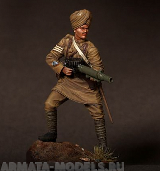 CHM-54015(М). Сержант индийского пехотного полка с пулеметом Lewis, 1916-18 гг. Материал - белый металл.