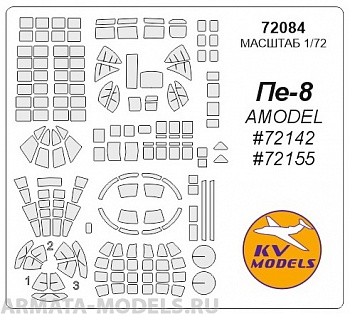 72084KV Окрасочная маска Пе-8 (AMODEL #72142, #72155) для моделей фирмы AMODEL