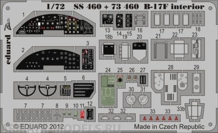 SS460 Фототравление B-17F interior S.A. for Revell kit