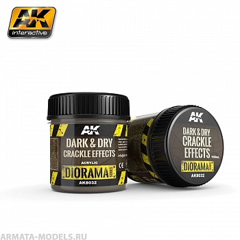 AK8032 Акриловая смесь для имитации растрескавшейся земли DARK & DRY CRACKLE EFFECTS - 100ml (Acrylic)