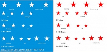 DEC1/144-007 Декаль 1/144 советские опознавательные знаки 1939 - 1942
