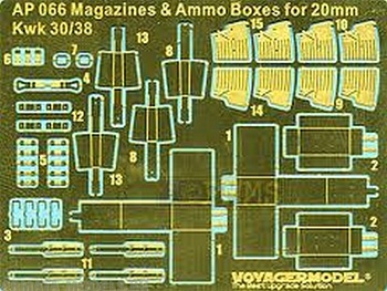 AP066 Набор фототравления 1/35 Magazines & Ammo Boxes for Kwk 30/38 (For All)