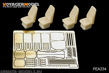 PEA234 Набор фототравления для 1/35 Modern USMC HUMVEE Family High Back Seats w/ Seat Belts (4 CHOICE) (FOR BRONCO)