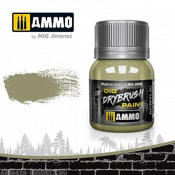 AMIG0606 Ammo Mig Краска акриловая DRYBRUSH  MEDIUM GREEN