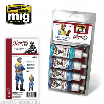 AMIG7025 Ammo Mig Набор акриловых красок LUFTWAFFE WWII PILOT SET 17мл