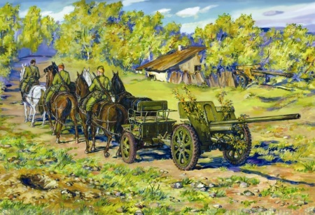 35802 Советская дивизионная пушка Ф-22 с конной тягой, 2МВ ICM