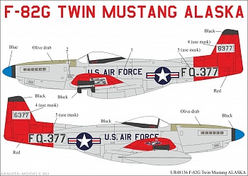 UR48136 Декали для F-82G Twin Mustang Alaska+masks