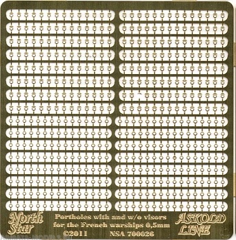NSA700026 Portholes (side scuttles) with and w/o visors for French warships of the early 20-th century 0,5 mm size (in clear)