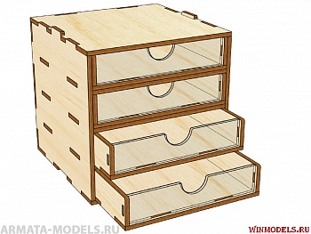 Mini-0010-36 Mini модуль-органайзер на 4 ящичка.