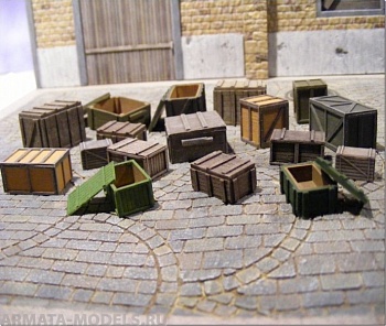 35163RIS Crates & Boxes Superset - 4 open, 11 closed and accessories - 24 resin pcs. & decals