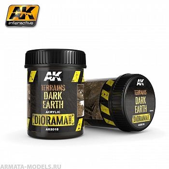 AK8018 Акриловая смесь для имитации дорожного покрытия TERRAINS DARK EARTH - 250ml (Acrylic)
