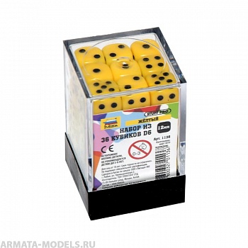1136 Набор из 36 кубиков D6 (желтый)